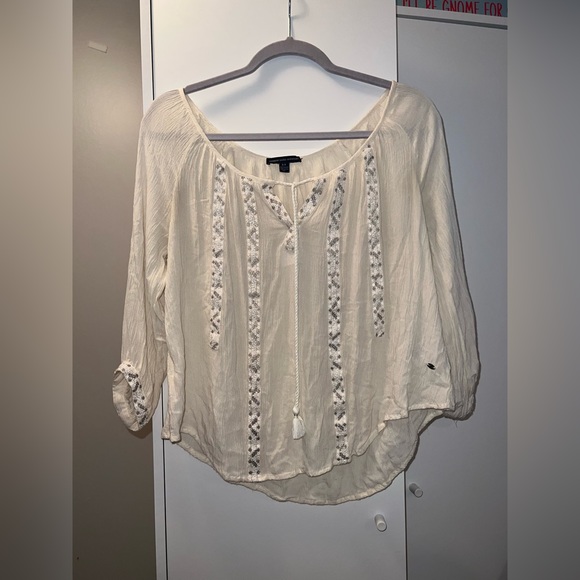 Beaded Tie in the Front Longsleeve Blouse, Size Small from American Eagle - Picture 1 of 2
